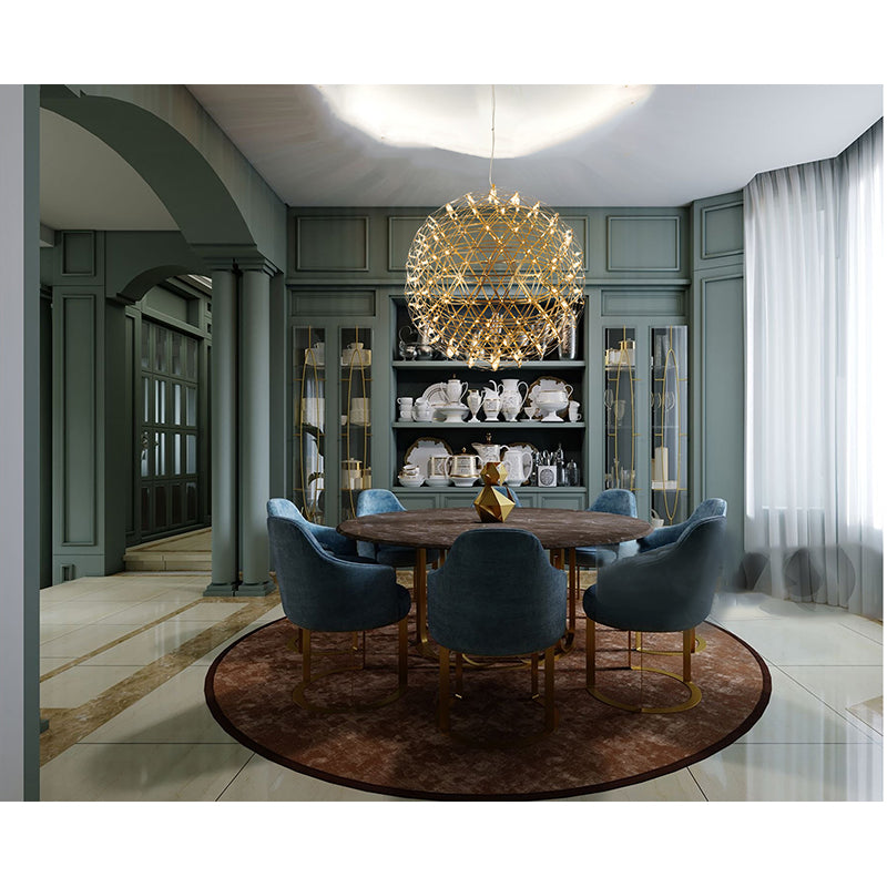 Round Metal Frame LED Ceiling Fixture with LED Star Lights by Bethel - view 46