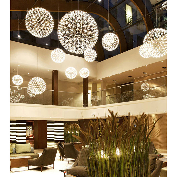 Round Metal Frame LED Ceiling Fixture with LED Star Lights by Bethel - view 47