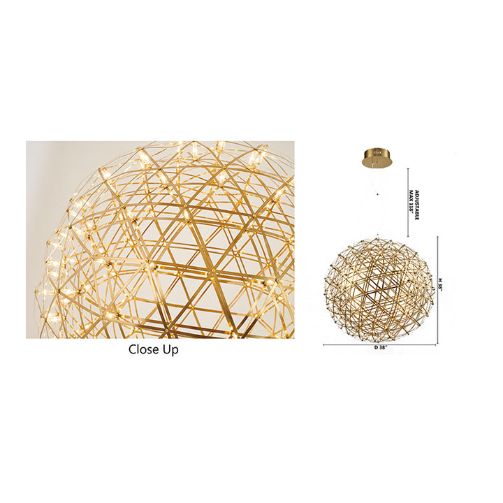 Round Metal Frame LED Ceiling Fixture with LED Star Lights by Bethel - view 48