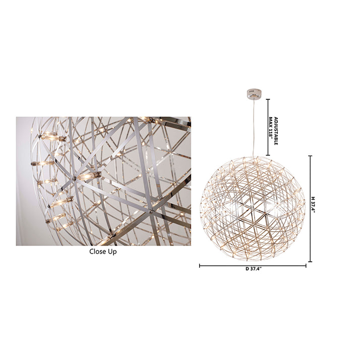 Round Metal Frame LED Ceiling Fixture with LED Star Lights by Bethel - view 41