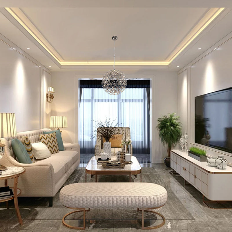 Round Metal Frame LED Ceiling Fixture with LED Star Lights by Bethel - view 35