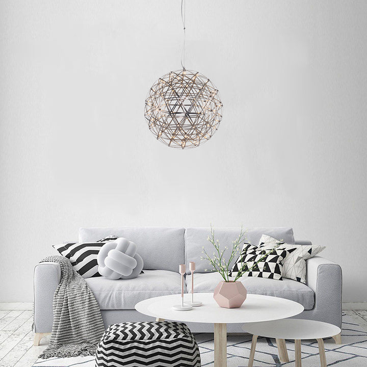 Round Metal Frame LED Ceiling Fixture with LED Star Lights by Bethel - view 36