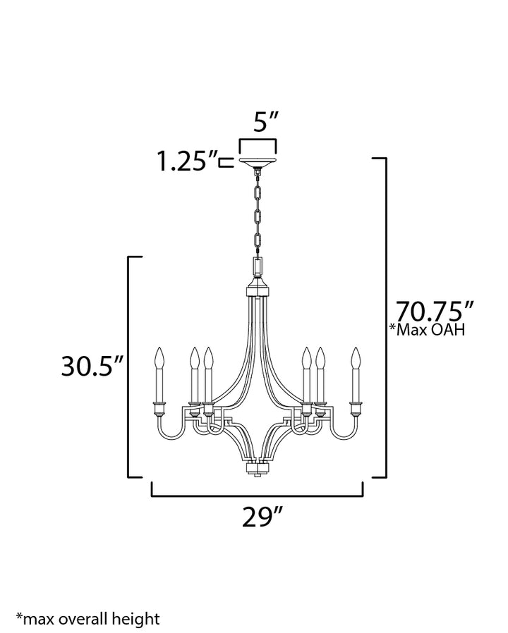 Normandy Chandelier dimensions diagram