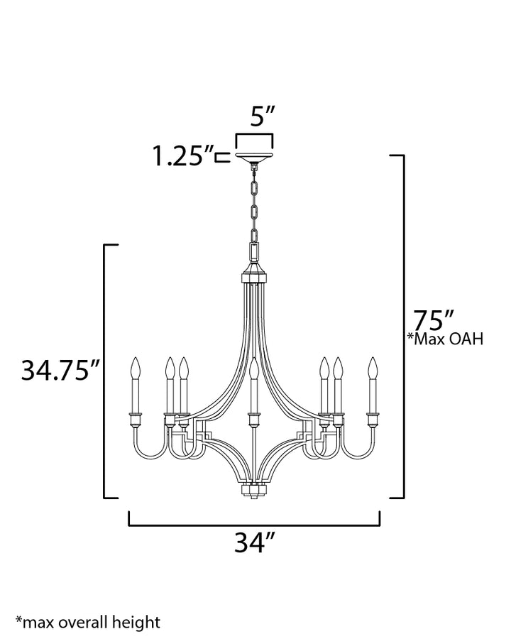 Normandy Chandelier dimensions diagram