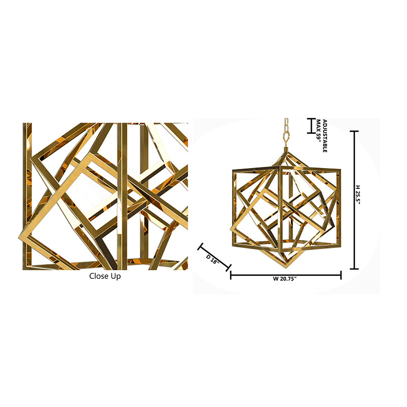Gold Stainless Steel Geometric LED Light with White Acrylic Diffusers by Bethel - view 2