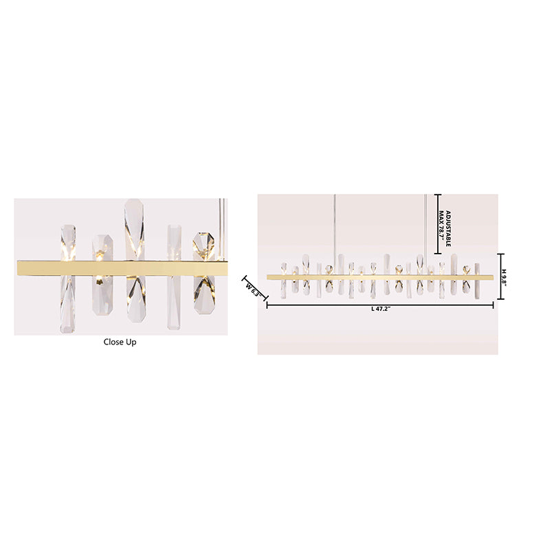 Stainless Steel Frame LED Chandelier with Clear Crystal Plaques by Bethel - view 4