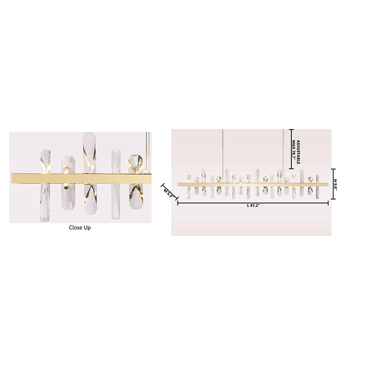 Stainless Steel Frame LED Chandelier with Clear Crystal Plaques by Bethel - view 4