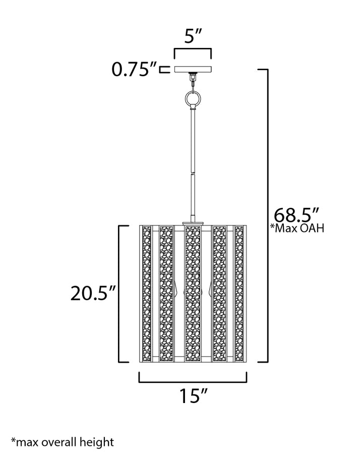 Miramar 3-Light Foyer Pendant dimensions diagram