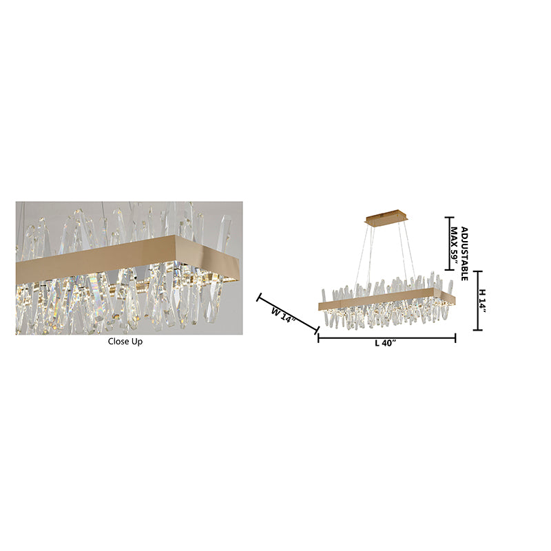 Rectangular Frame Chandelier with Clear Crystals (LX61) by Bethel - view 34