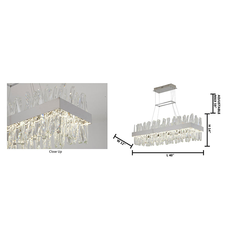 Rectangular Frame Chandelier with Clear Crystals (LX61) by Bethel - view 22