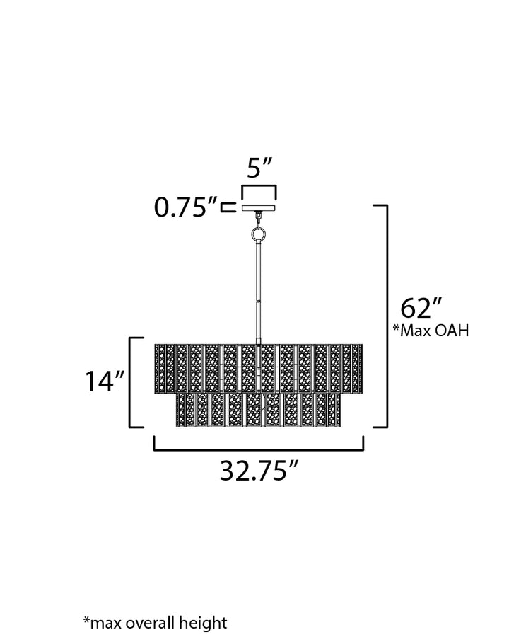 Miramar 6-Light Chandlelier dimensions diagram