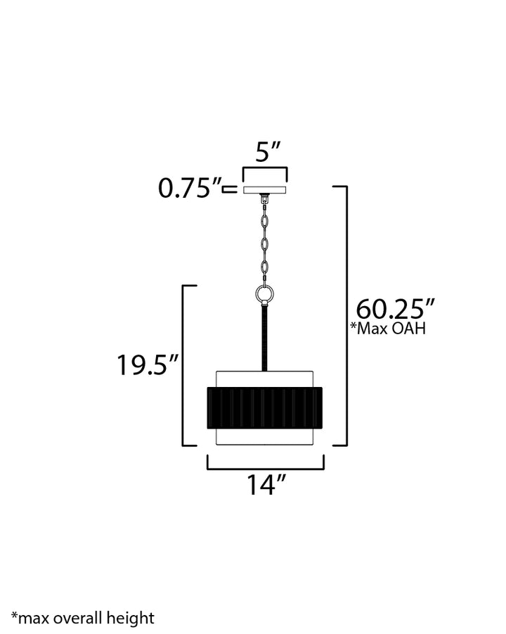 Seacliff 14" 1-Light Pendant dimensions diagram