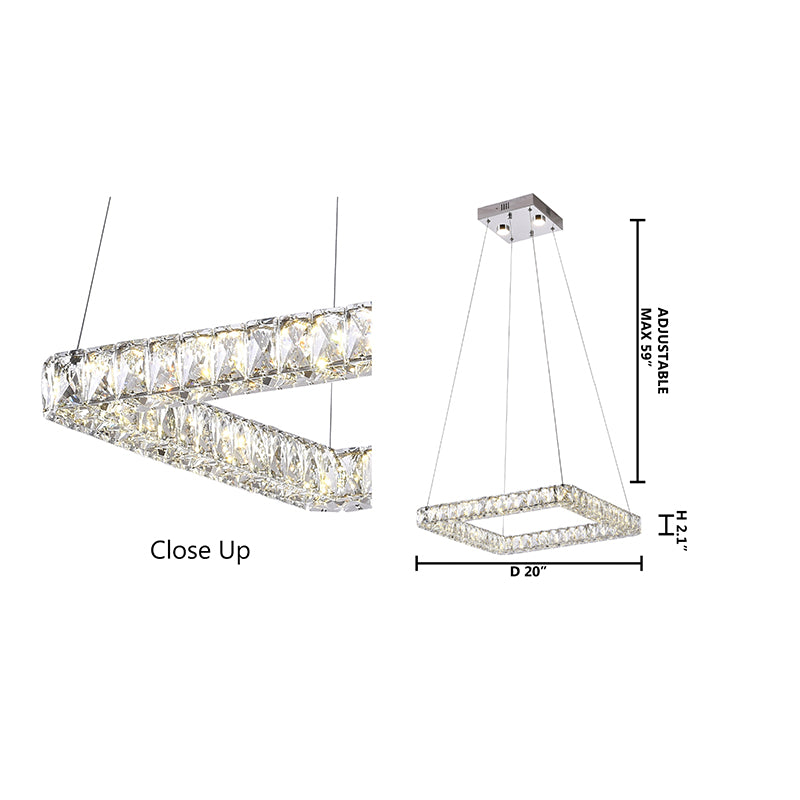 Triple Sided Clear Crystal Square LED Light Fixture with Stainless Steel Frame by Bethel - view 6