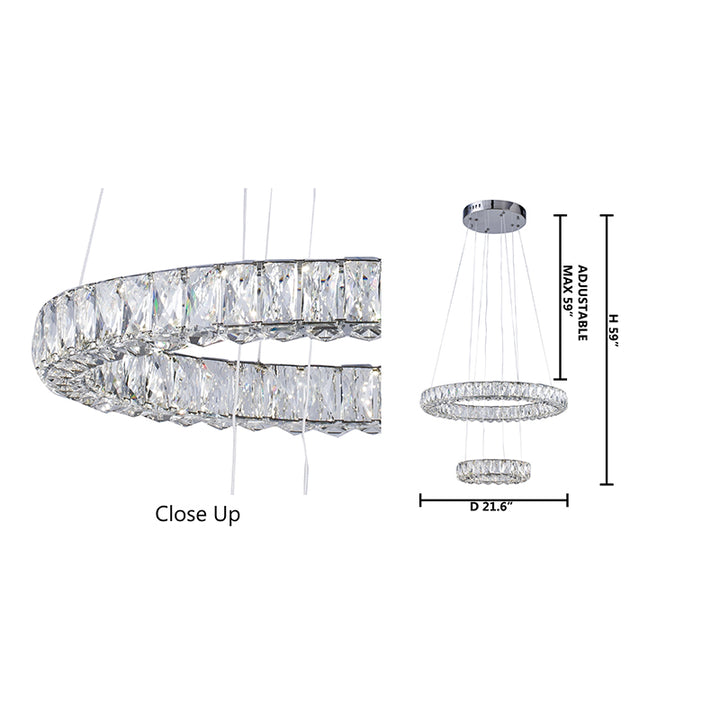 Double Clear Crystal Halo Ring Chandelier with Chrome Hardware by Bethel - view 2