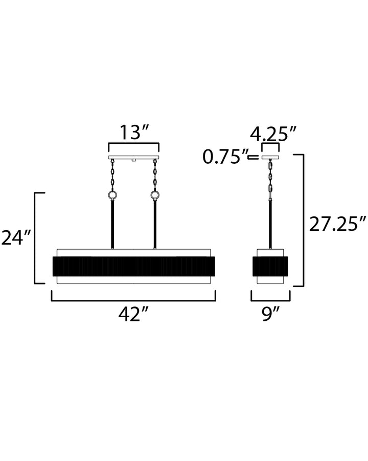 Seacliff 5-Light Linear Chandelier dimensions diagram