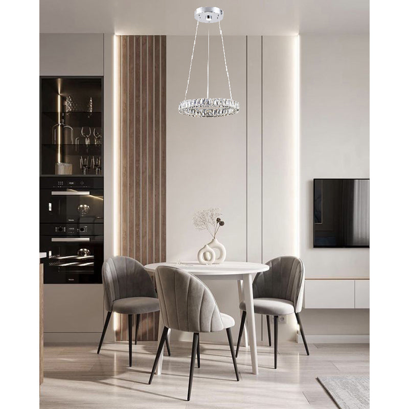 Clear Crystal Halo Ring Chandelier with Chrome Hardware by Bethel - view 2