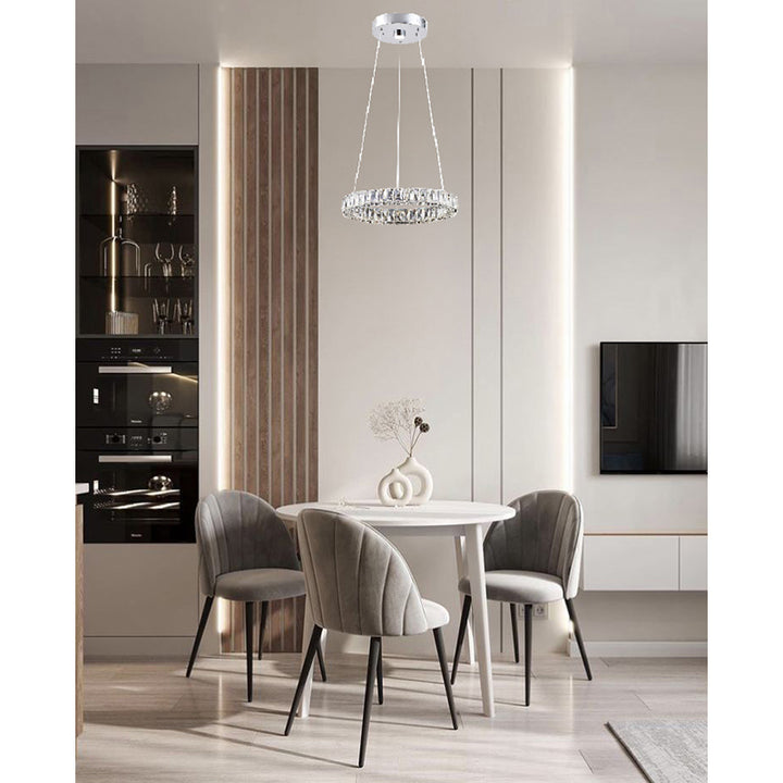 Clear Crystal Halo Ring Chandelier with Chrome Hardware by Bethel - view 2
