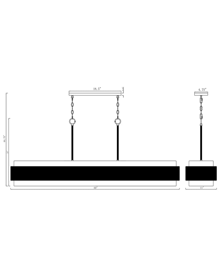 Seacliff 7 Light Linear Pendant dimensions diagram
