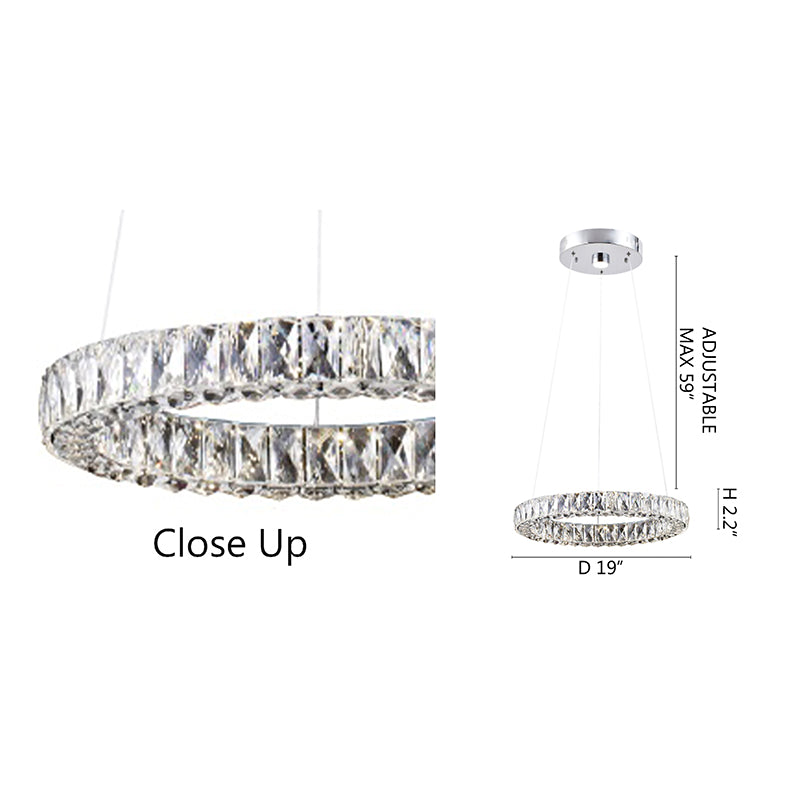 Clear Crystal Halo Ring Chandelier with Chrome Hardware by Bethel - view 3