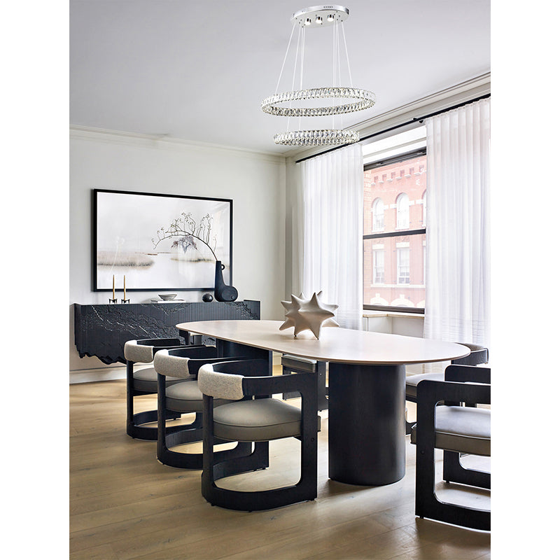 Triple Sided Clear Crystal Double Ring LED Light Fixture with Adjustable Strings by Bethel - view 2