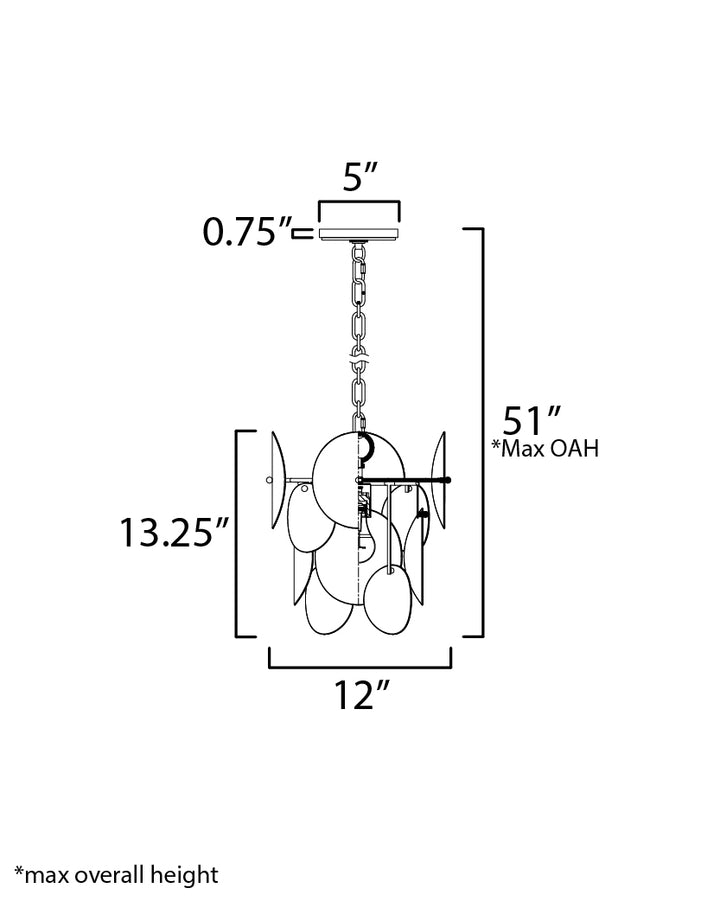 Isla 1-Light Pendant dimensions diagram