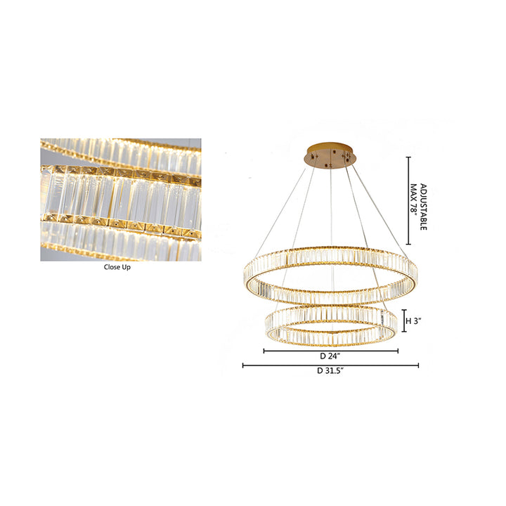 Two Tier Clear Crystal Halo Ring Chandelier with Hardware by Bethel - view 4