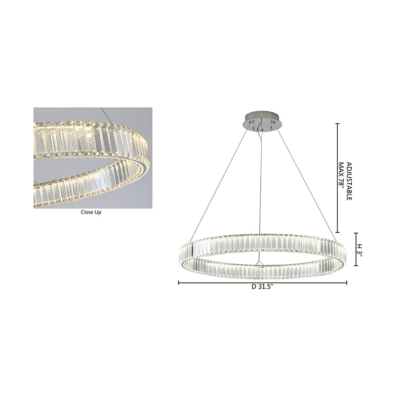 Clear Crystal Halo Chandelier with Hardware in Chrome by Bethel