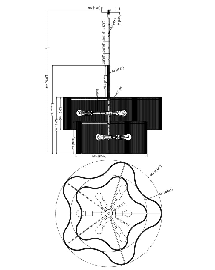 Corsica Pendant dimensions diagram