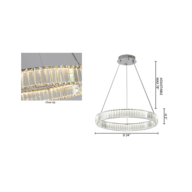 Clear Crystal Halo Chandelier with Hardware in Chrome by Bethel