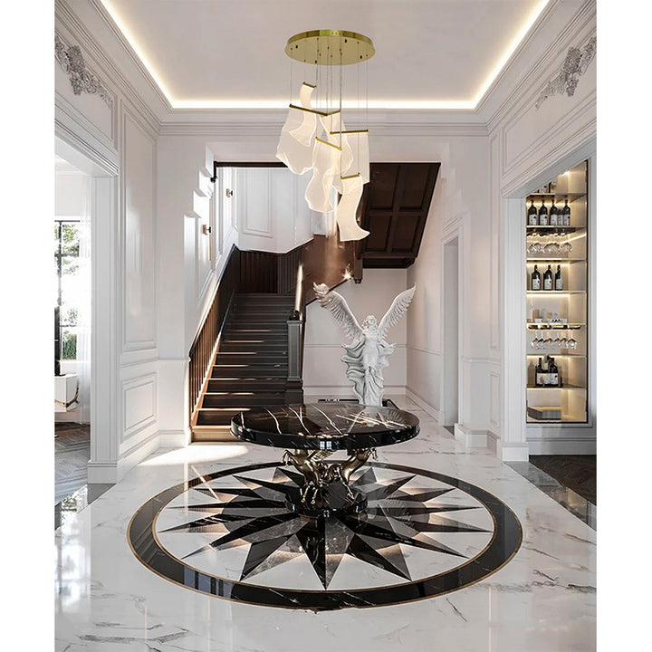 Flushed Chandelier with Acrylic Crumbled Sheet Hanging Pendants by Bethel - view 20