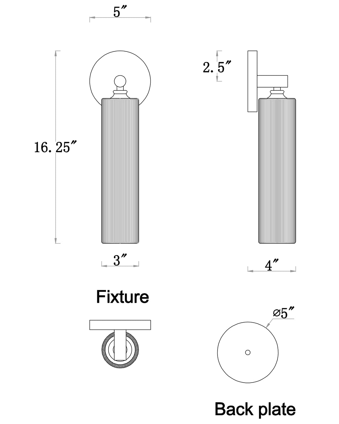 Aveline Wall Sconce dimensions diagram
