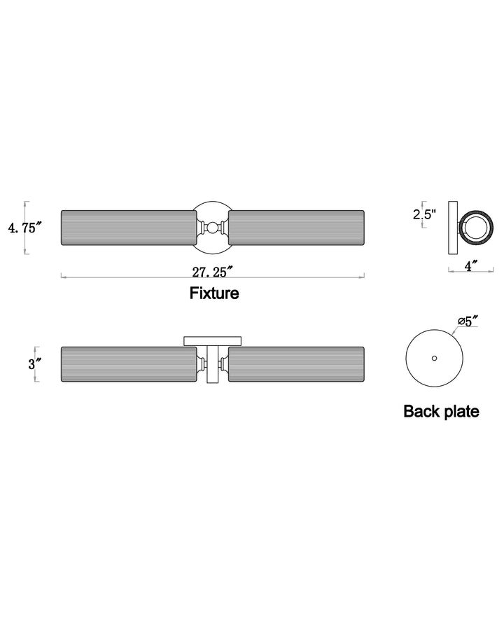 Aveline Wall Sconce dimensions diagram