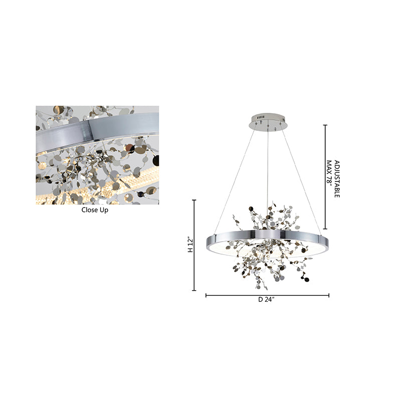 Frame Chandelier with Stainless Steel Confetti Interior &amp; a Transparent