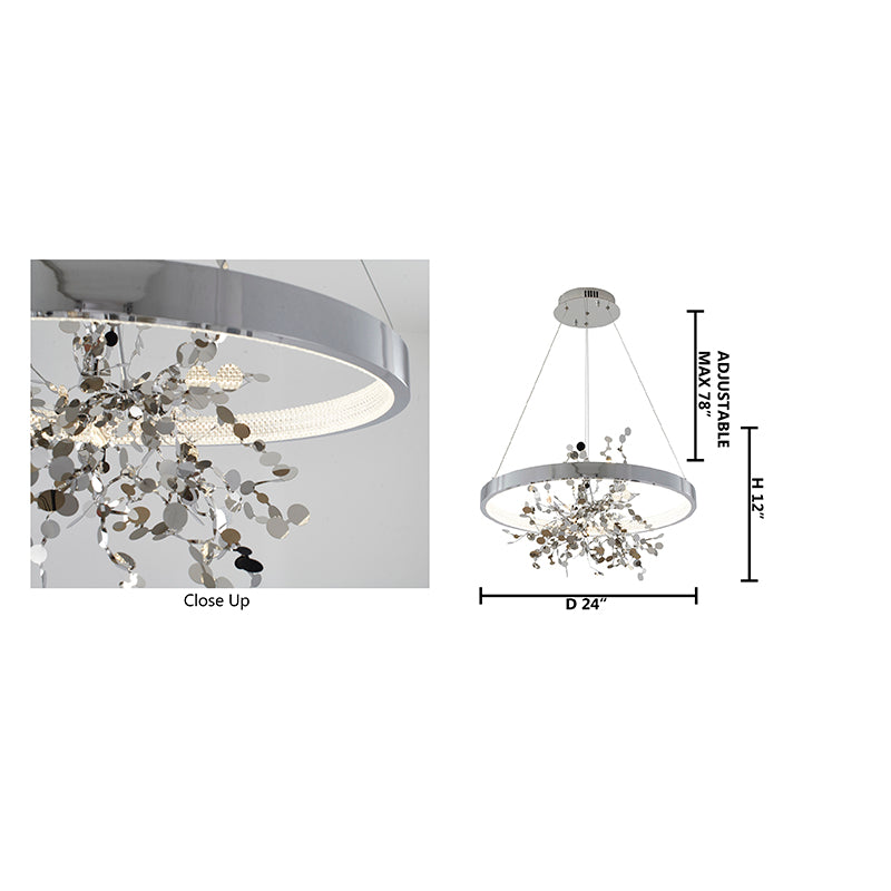 Frame Chandelier with Stainless Steel Confetti Interior &amp; a Transparent