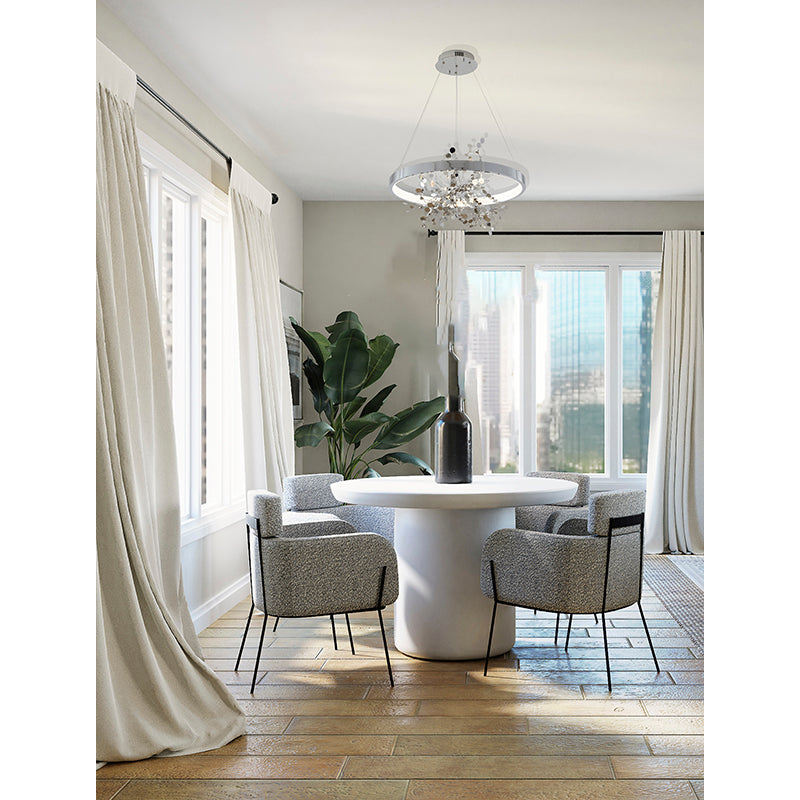 Frame Chandelier with Stainless Steel Confetti Interior &amp; a Transparent