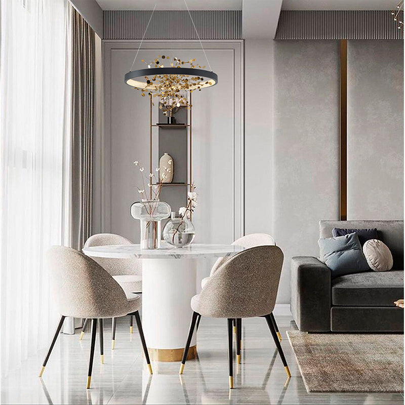 Frame Chandelier with Stainless Steel Confetti Interior &amp; a Transparent