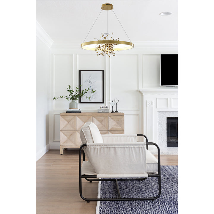 Frame Chandelier with Stainless Steel Confetti Interior &amp; a Transparent