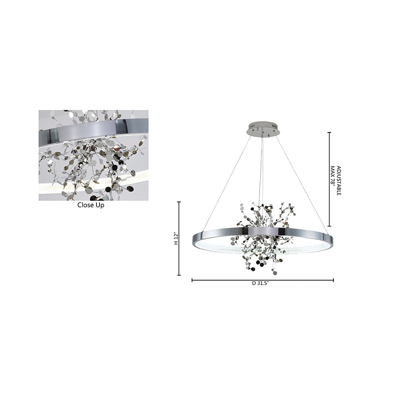 Frame Chandelier with Stainless Steel Confetti Interior &amp; a Transparent