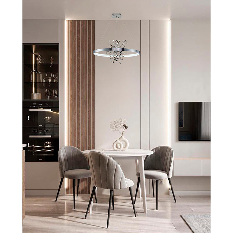 Frame Chandelier with Stainless Steel Confetti Interior &amp; a Transparent
