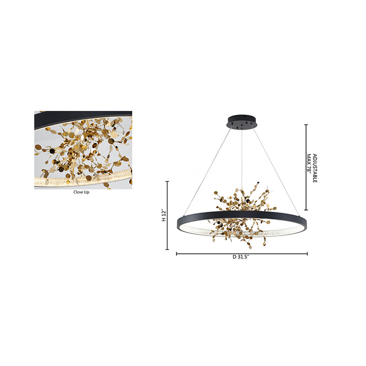 Frame Chandelier with Stainless Steel Confetti Interior &amp; a Transparent