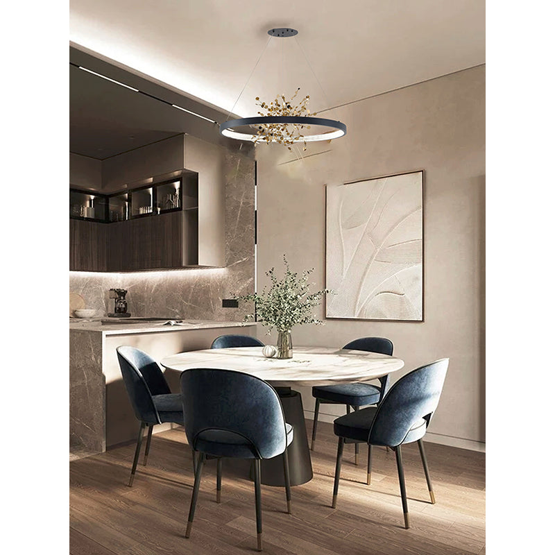 Frame Chandelier with Stainless Steel Confetti Interior &amp; a Transparent