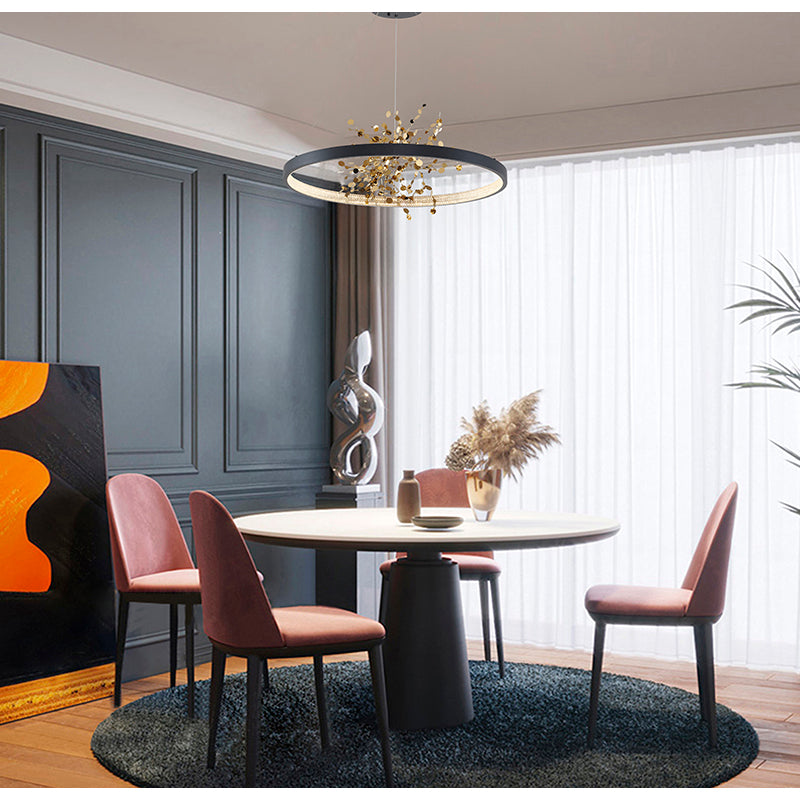 Frame Chandelier with Stainless Steel Confetti Interior &amp; a Transparent