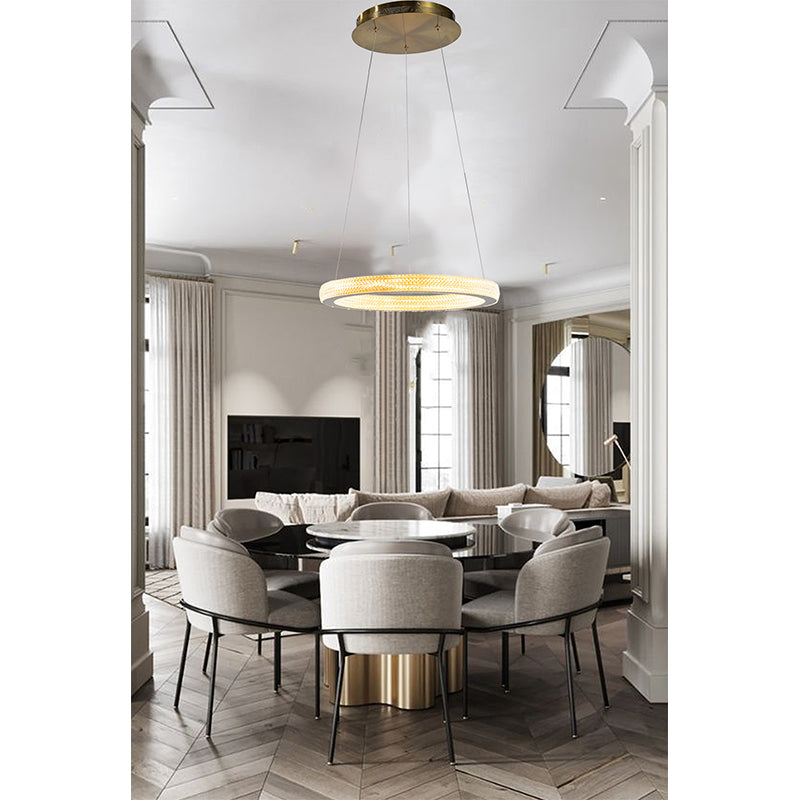 Sand Halo Ring Chandelier with Acrylic Lens by Bethel - view 9