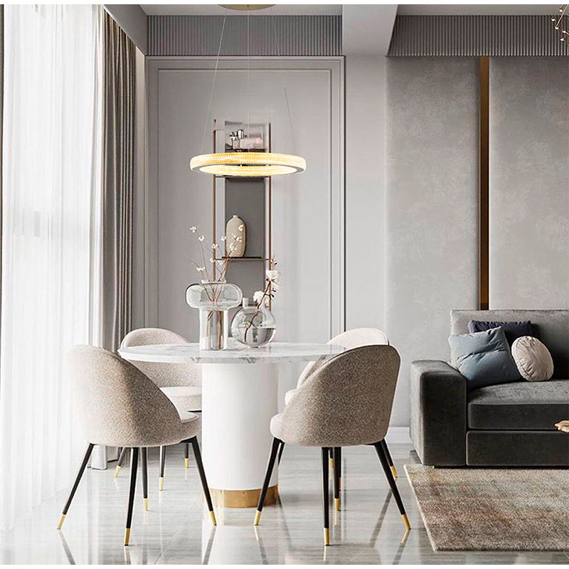 Sand Gold Halo Ring Chandelier with Acrylic Lens Size: D25.59" H1.97"