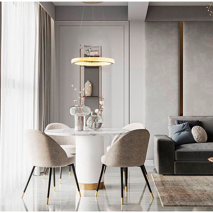 Sand Gold Halo Ring Chandelier with Acrylic Lens Size: D25.59" H1.97"