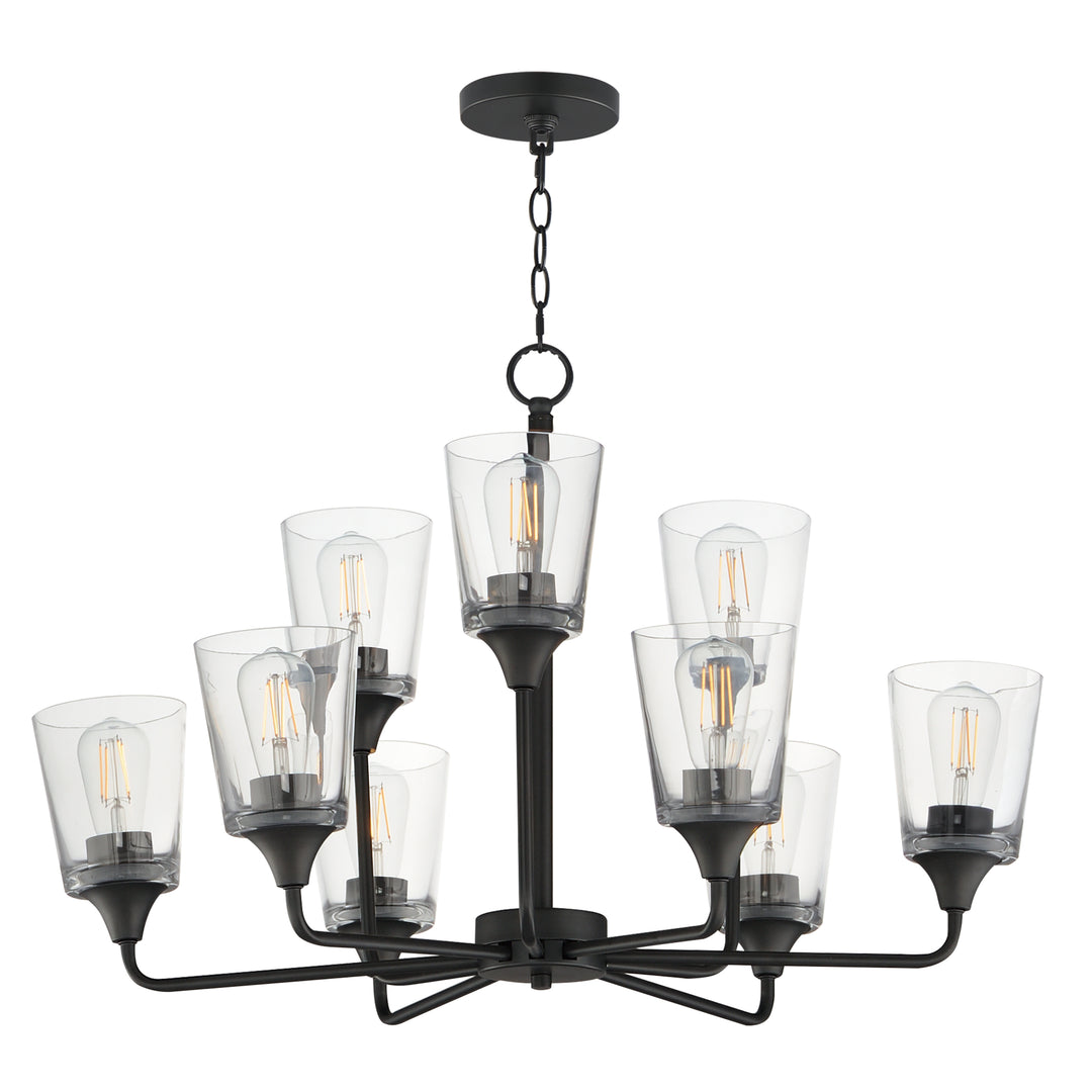 Hudson 9-Light Two-Tier Chandelier Black