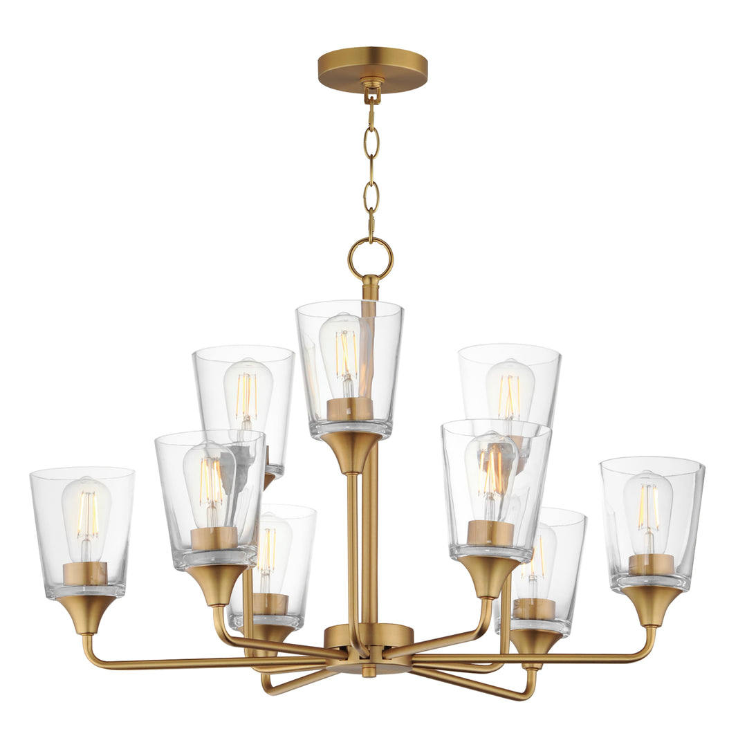 Hudson 9-Light Two-Tier Chandelier Natural Aged Brass