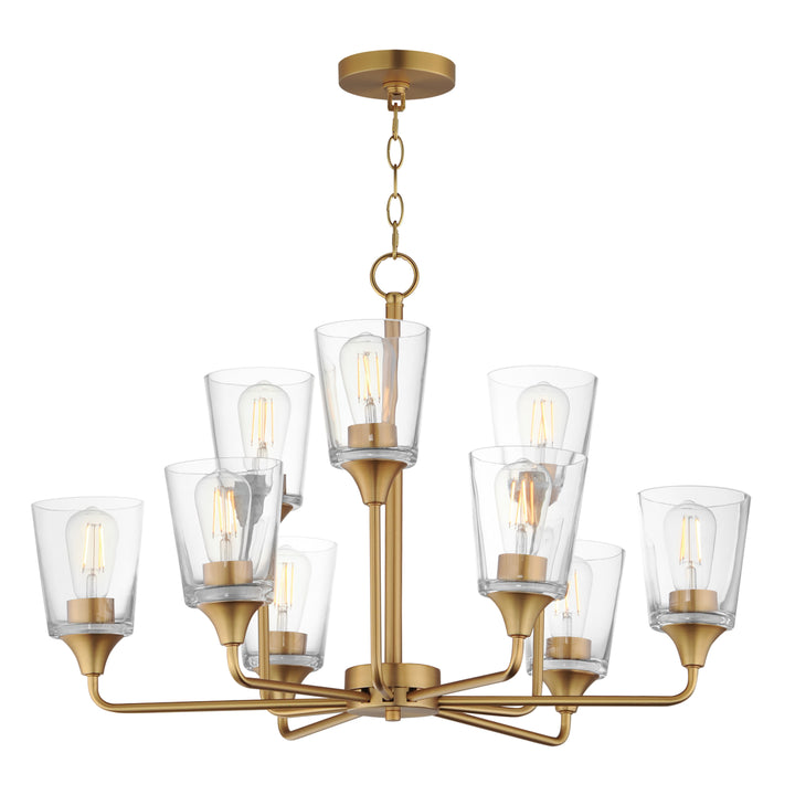 Hudson 9-Light Two-Tier Chandelier Natural Aged Brass