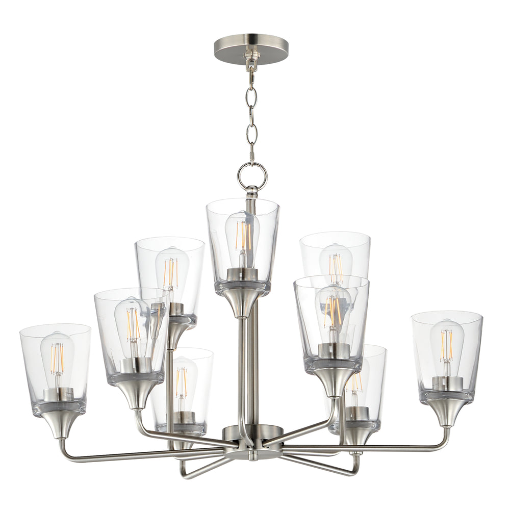 Hudson 9-Light Two-Tier Chandelier Satin Nickel