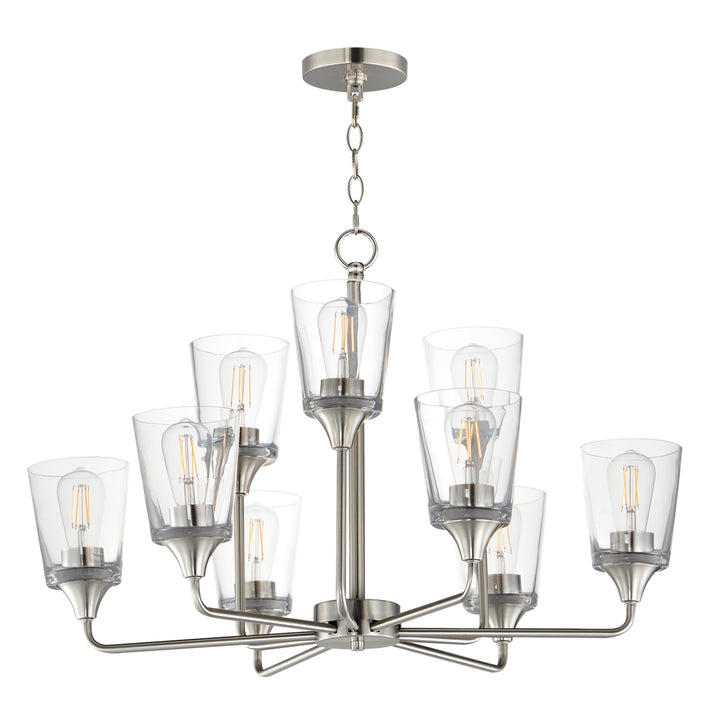 Hudson 9-Light Two-Tier Chandelier Satin Nickel
